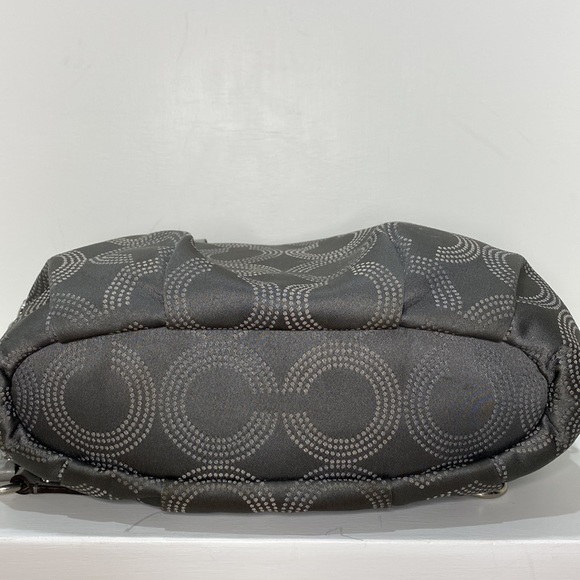 COACH (# 15935) “Madison” Grey Logo Fabric & Leather Satchel - Picture 7 of 12